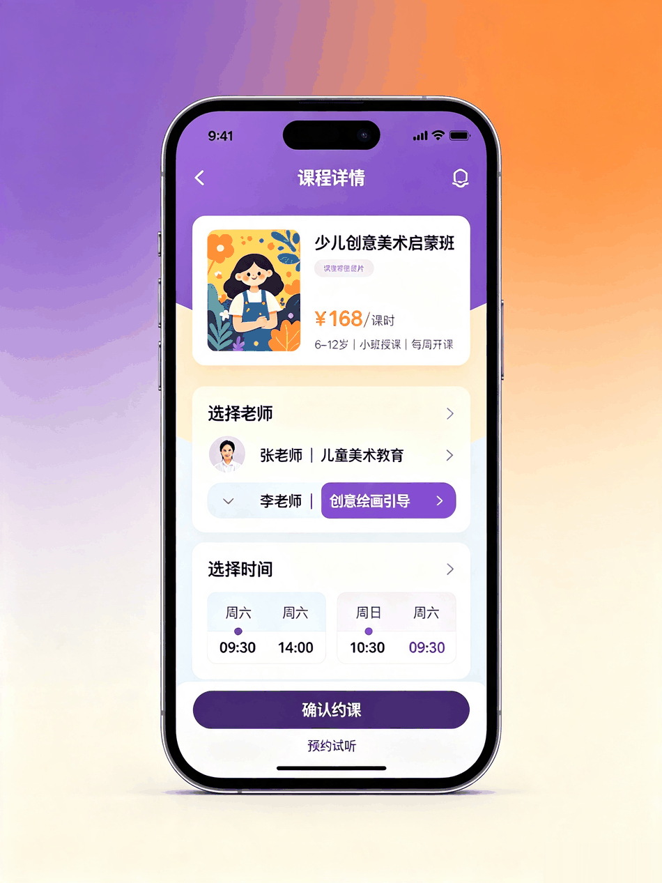 艺术培训预约选课小程序